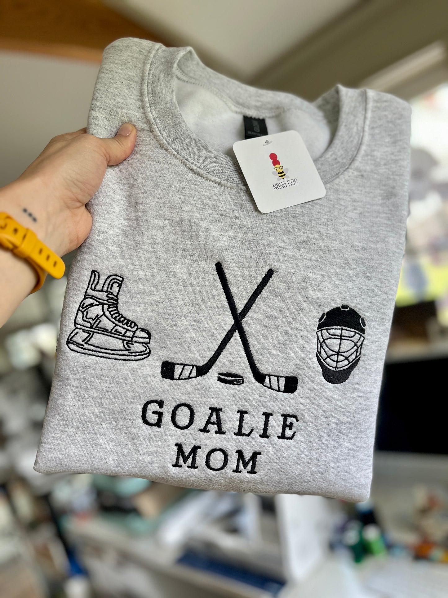 Goalie Mom Embroidered Sweatshirt – Hockey Gift for Moms | Unisex Fit
