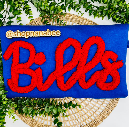 Royal Blue Sweatshirt with Red Chenille Script – Game Day Vibes