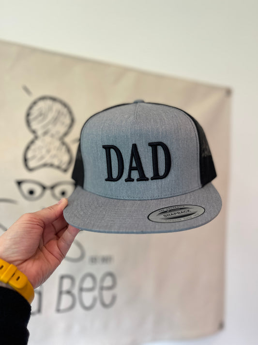DAD Puff Embroidered Snapback Hat – Grey & Black | Father’s Day Gift for Him