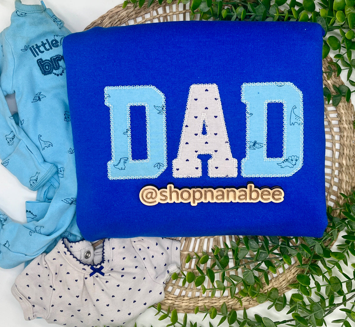 Custom Keepsake Dad Crewneck – Sentimental Gift Made from Baby Clothes