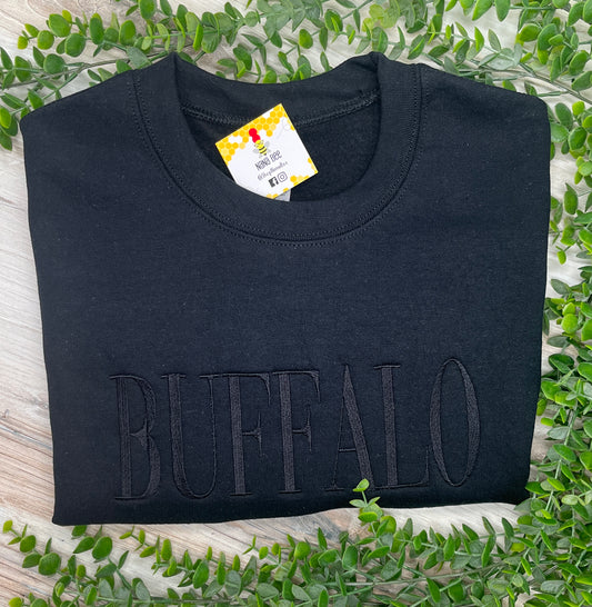 Tone on tone embroidered buffalo sweatshirt