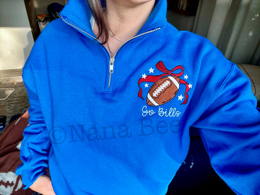 Football Embroidered Quarter-Zip – Royal Blue Unisex Pullover